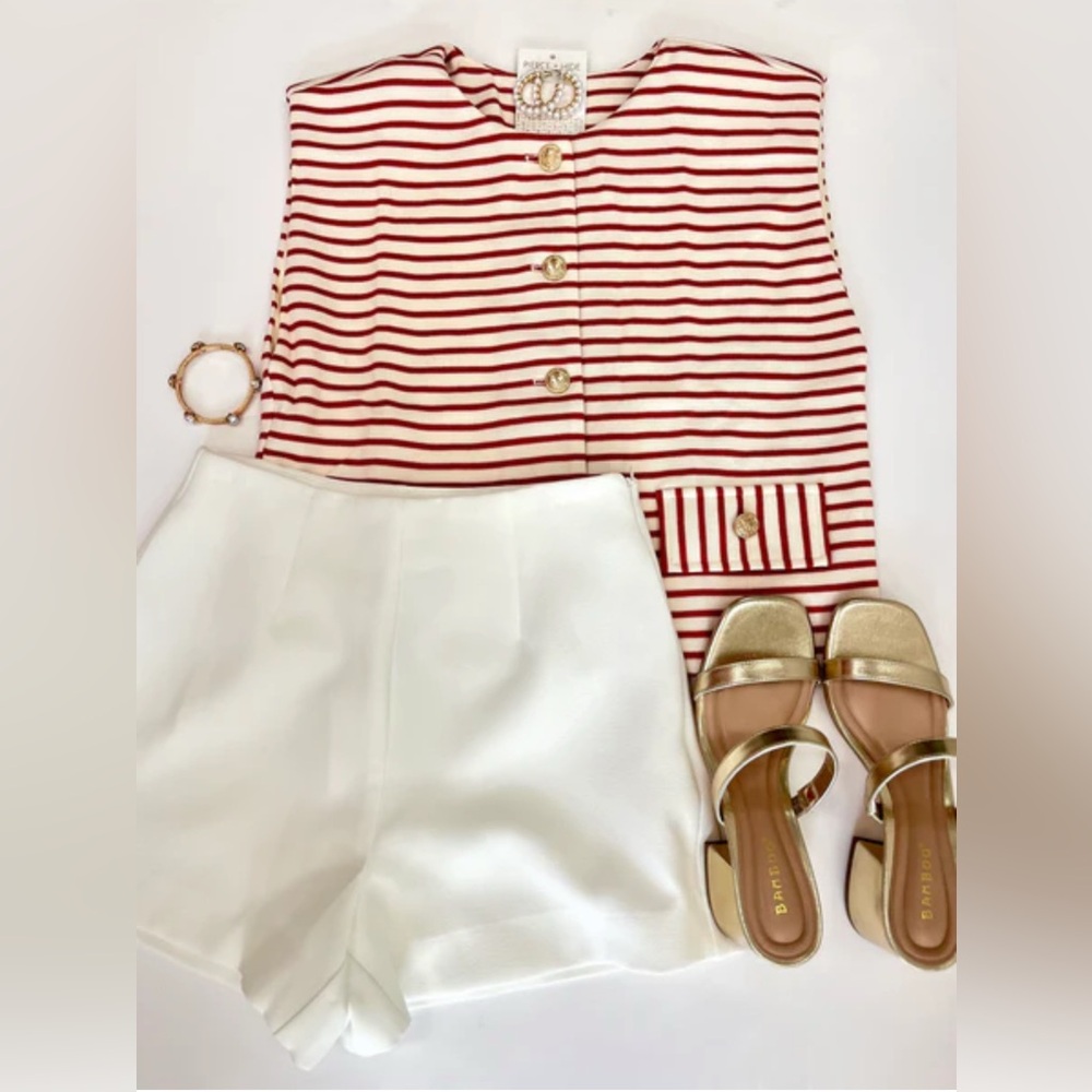 English Factory Red and White Striped Women's  Set